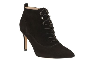 Clarks Black Suede Dinah Star Stiletto Heeled Ankle Boot